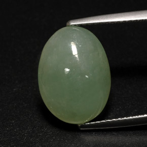 7.63캐럿 천연 그린 경옥, 투명한, 14.9×11.1 mm, 투명/반투명