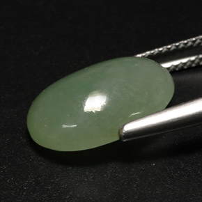 7.63캐럿 천연 그린 경옥, 투명한, 14.9×11.1 mm, 투명/반투명