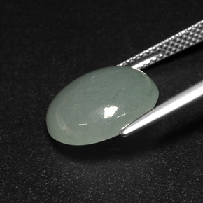 7.10캐럿 천연 그린 경옥, 투명한, 13.2×12.5 mm, 투명/반투명