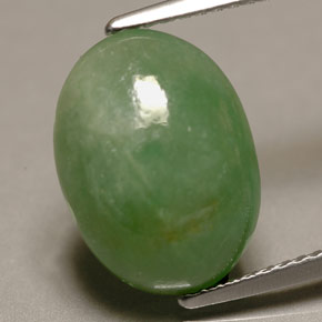 6.22캐럿 천연 그린 경옥, 타원형 컷, 13.8×10 mm, 투명한