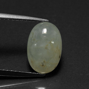 2.77캐럿 천연 화이트 그린 경옥, 타원형 컷, 10.8×7.3 mm, 투명한
