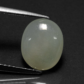 2.41캐럿 천연 화이트 그린 경옥, 타원형 컷, 9.9×8.1 mm, 투명한
