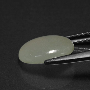 2.41캐럿 천연 화이트 그린 경옥, 타원형 컷, 9.9×8.1 mm, 투명한