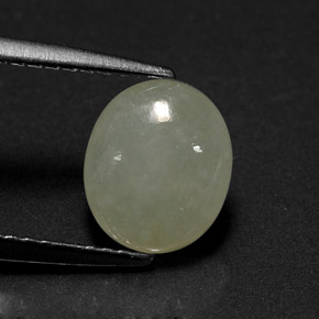 1.98캐럿 천연 화이트 그린 경옥, 타원형 컷, 8.5×7.2 mm, 투명한