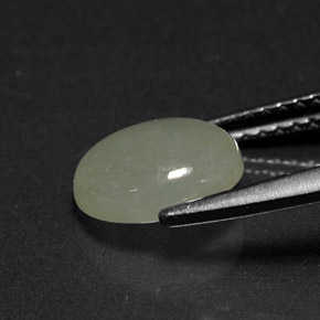 1.98캐럿 천연 화이트 그린 경옥, 타원형 컷, 8.5×7.2 mm, 투명한