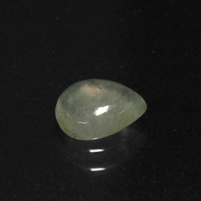 0.63캐럿 천연 화이트 그린 경옥, 배 모양, 6.4×5.1 mm, 투명한