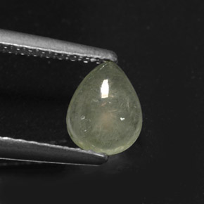 0.63캐럿 천연 화이트 그린 경옥, 배 모양, 6.4×5.1 mm, 투명한
