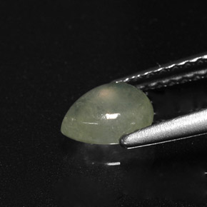 0.63캐럿 천연 화이트 그린 경옥, 배 모양, 6.4×5.1 mm, 투명한