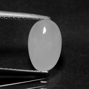 2.02캐럿 천연 화이트 경옥, 타원형 컷, 9.7×6.3 mm, 투명한