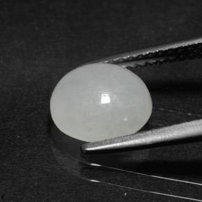 2.37캐럿 천연 화이트 경옥, 타원형 컷, 8.5×8 mm, 투명한