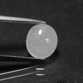 1.84캐럿 천연 화이트 경옥, 타원형 컷, 8.2×7.2 mm, 투명한