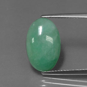 5.96캐럿 천연 그린 경옥, 타원형 컷, 15.6×10 mm, 불투명체