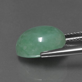8.44캐럿 천연 그린 경옥, 타원형 컷, 13.1×9.9 mm, 불투명체