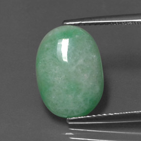 4.87캐럿 천연 그린 경옥, 타원형 컷, 14.2×10.2 mm, 불투명체