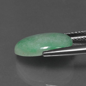 4.87캐럿 천연 그린 경옥, 타원형 컷, 14.2×10.2 mm, 불투명체