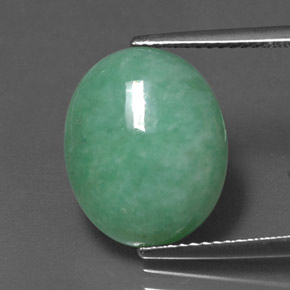 8.83캐럿 천연 그린 경옥, 타원형 컷, 15×12.3 mm, 불투명체