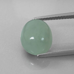 5.35캐럿 천연 그린 경옥, 타원형 컷, 11.8×9.7 mm, 투명한
