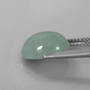 5.35캐럿 천연 그린 경옥, 타원형 컷, 11.8×9.7 mm, 투명한