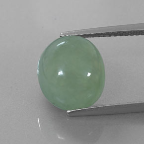 6.83캐럿 천연 그린 경옥, 타원형 컷, 11.7×10.3 mm, 투명한