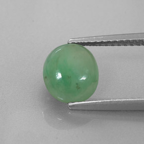 1.80캐럿 천연 그린 경옥, 타원형 컷, 8.4×7.6 mm, 투명한