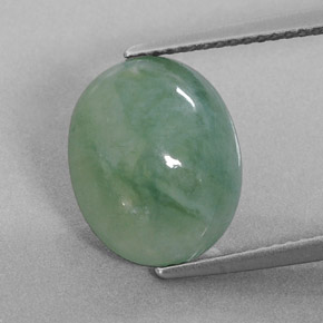 6.25캐럿 천연 그린 경옥, 타원형 컷, 13×10.4 mm, 투명한