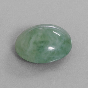 6.25캐럿 천연 그린 경옥, 타원형 컷, 13×10.4 mm, 투명한
