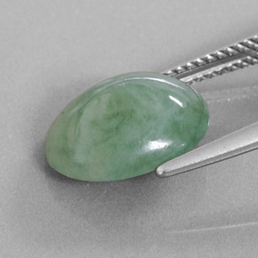 6.25캐럿 천연 그린 경옥, 타원형 컷, 13×10.4 mm, 투명한