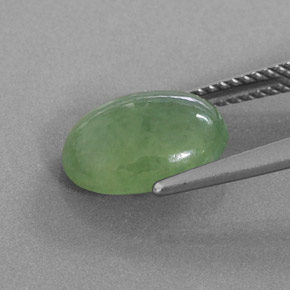 4.02캐럿 천연 그린 경옥, 타원형 컷, 11.6×8.3 mm, 투명한
