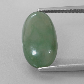 4.81캐럿 천연 그린 경옥, 타원형 컷, 14.6×8.2 mm, 투명한