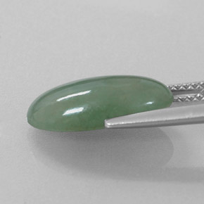 4.81캐럿 천연 그린 경옥, 타원형 컷, 14.6×8.2 mm, 투명한