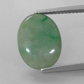 4.88캐럿 천연 그린 경옥, 타원형 컷, 13.8×10.3 mm, 투명한