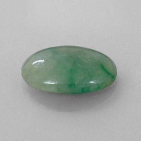4.88캐럿 천연 그린 경옥, 타원형 컷, 13.8×10.3 mm, 투명한