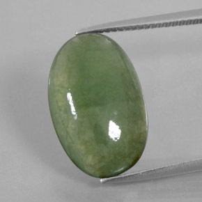 8.99캐럿 천연 그린 경옥, 타원형 컷, 18.1×11.6 mm, 투명한