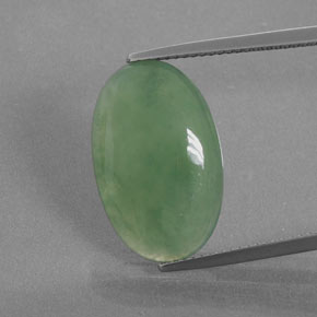9.66캐럿 천연 그린 경옥, 타원형 컷, 19.6×12.4 mm, 투명한