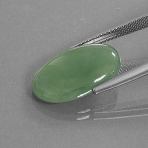 9.66캐럿 천연 그린 경옥, 타원형 컷, 19.6×12.4 mm, 투명한
