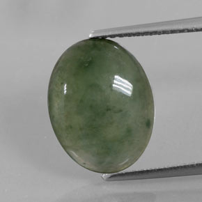 4.16캐럿 천연 그린 경옥, 타원형 컷, 13.6×10.8 mm, 투명한