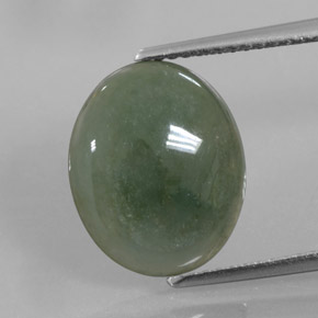 5.01캐럿 천연 그린 경옥, 타원형 컷, 13.6×11.2 mm, 투명한