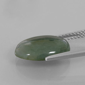 5.01캐럿 천연 그린 경옥, 타원형 컷, 13.6×11.2 mm, 투명한