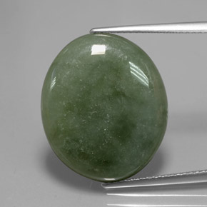 13.76캐럿 천연 그린 경옥, 타원형 컷, 20.3×17.1 mm, 투명한