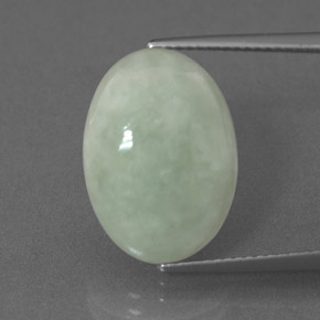 8.88캐럿 천연 파스텔 그린 경옥, 타원형 컷, 17.7×12.7 mm, 불투명체