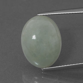 7.64캐럿 천연 파스텔 그린 경옥, 타원형 컷, 15.8×12.2 mm, 투명한