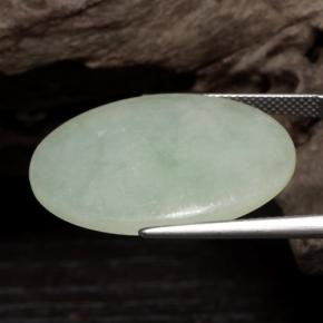 22.56캐럿 천연 녹색을 띤 흰색 비취, 타원형 컷, 투명한