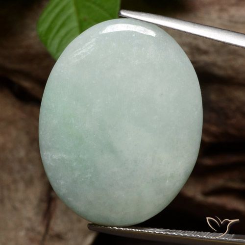 39.00ct 자연스러운 모시 그레이 그린 비취, 타원형, 불투명체