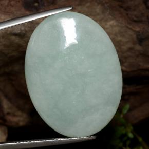 43.65캐럿 천연 모시 그레이 그린 경옥, 타원형 컷, 30.4×22.8 mm, 투명한