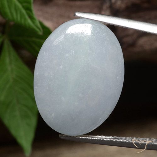 25.34ct 자연스러운 밝은 회색 비취, 타원형, 불투명체