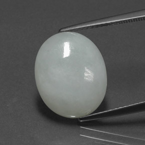 7.49캐럿 천연 파스텔 그린 경옥, 타원형 컷, 15×12.2 mm, 불투명체