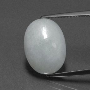 8.44캐럿 천연 라이트 그린 경옥, 타원형 컷, 15.5×11.4 mm, 불투명체