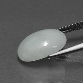 8.44캐럿 천연 라이트 그린 경옥, 타원형 컷, 15.5×11.4 mm, 불투명체