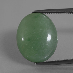 21.62캐럿 천연 그린 경옥, 타원형 컷, 19.4×15.8 mm, 불투명체