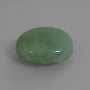 21.62캐럿 천연 그린 경옥, 타원형 컷, 19.4×15.8 mm, 불투명체